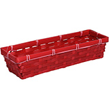 Corbeille bambou rectangulaire rouge 30 x 10 x 6 cm, paquet de 10