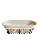 Corbeille métal ovale marron avec tissu beige 25 x 11 x 8 cm 