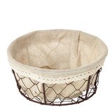 Corbeille métal ronde marron avec tissu beige ø 19 x 8,5 cm