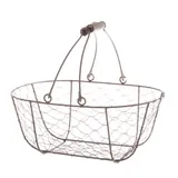 Panier métal ovale marron avec 1 anse 30 x 21 x 12 cm