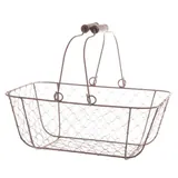 Panier métal rectangulaire marron avec 2 anses 30 x 21 x 12 cm