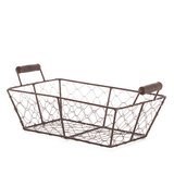 Corbeille métal rectangulaire marron avec 2 anses 25 x 16,5 x 8 cm