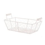 Corbeille métal rectangulaire blanche avec 2 anses 25 x 16,5 x 8 cm