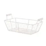 Corbeille métal rectangulaire blanche avec 2 anses 25 x 16,5 x 8 cm