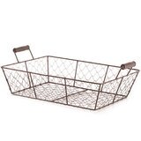 Corbeille métal rectangulaire marron avec 2 anses 35 x 25 x 9 cm