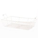 Corbeille métal rectangulaire blanc avec 2 anses 35 x 25 x 9 cm