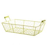 Panier métal rectangulaire vert anis avec 2 anses 35 x 25 x 9 cm - Paniers