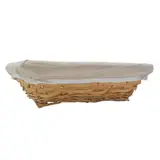 Corbeille osier rectangulaire avec tissu beige 33 x 23 x 9 cm - Panier osier rectangulaire avec tissu beige