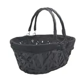 Panier en osier noir avec double anses rabattables et tissu noir 36 x 28 x 15 cm
