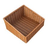 Corbeille carrée manne tressée marron 39 x 39 x 12 cm plastique - Vanneries