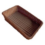Corbeille manne rectangulaire plastique marron 25 x 40 x 5/10 cm