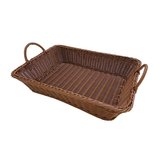 Corbeille rectangulaire tressé avec anses marron 49 x 35 x 17 cm plastique