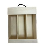 Coffret bois ouvert en façade - 3 bouteilles - 30,8 x 37,5 cm