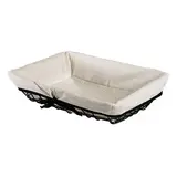 Corbeille métal rectangulaire noire avec tissu blanc 30 x 20 x 8 cm