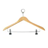 Cintre antivol bois naturel avec barre et clips métal 44,5 cm - Cintre professionnel - Lot de 8