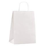 Sac kraft blanc à poignées torsadées 32+12x41cm 100g/m² (x200) - Sacs kraft unis, poignées torsadées