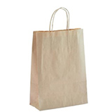 Sac kraft brun poignées torsadées 24+10x31cm 90g/m² (x200) - Sacs kraft unis, poignées torsadées