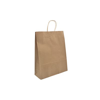 Sac kraft brun poignées torsadées 24+10x31cm 90g/m² (x200) - Sacs kraft unis poignées torsadées