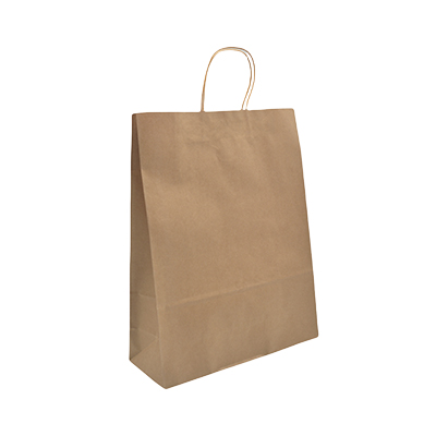 Sac kraft brun à poignées torsadées 32+12x41cm 100g/m² (x200) - Sacs kraft unis poignées torsadées