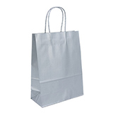 Sacs kraft Argent poignées torsadées - 22 + 10 x H 29 cm 100 g/m² (x50)