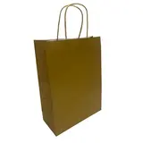 Sacs kraft poignées torsadées or 22 + 10 x 29 cm, paquet de 50