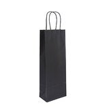 Sac 1 bouteille noir poignées torsadées 14 x 8 x 39 cm, paquet de 50 - Sacs bouteilles