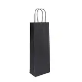 Sac 1 bouteille noir poignées torsadées 14 x 8 x 39 cm, paquet de 50