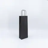 Sac 1 bouteille noir poignées torsadées 14 x 8 x 39 cm, paquet de 50