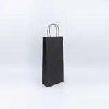 Sac kraft noir pour 2 bouteilles poignées torsadées 18 x 8 x 39 cm 110 g/m² – Paquet de 50