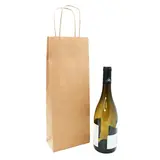 Sac 1 bouteille kraft brun poignées torsadées 14+8x39 cm – Paquet de 50