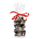 Sachet polypro Noël Flocons blancs fond carton argenté 10 x 22 cm 35µ - Sachet confiserie Noël - Sachet bonbons Noël - Lot de 100