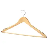 Cintre bois naturel antiglisse avec barre et encoches 45 cm - Cintre chemise - Cintre costume - Lot de 3