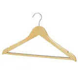 Cintre bois naturel avec barre antiglisse et encoches 44 cm - Cintre chemise - Cintre costume - Lot de 3