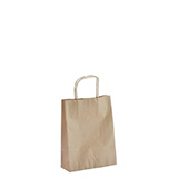 Sac kraft brun à poignées torsadées 18+7x24cm 100g/m² (x50) - Sacs kraft unis, poignées torsadées