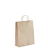 Sac kraft brun à poignées torsadées 24+10x31cm 100g/m² (x50) - Sacs kraft unis, poignées torsadées