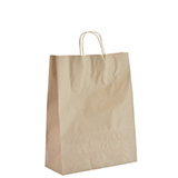 Sac kraft brun à poignées torsadées 35+14x45cm 100g/m² (x50) - Sacs kraft unis, poignées torsadées