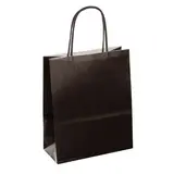 Sac kraft noir poignées torsadées 18 + 7 x 24 cm – Paquet de 50