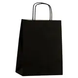 Sac kraft noir à poignées torsadées 24+10x31cm 100g/m² (x50)