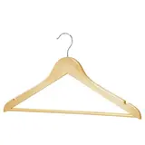 Cintre bois naturel avec barre et encoches 44 cm - Cintre chemise - Cintre costume - Lot de 90