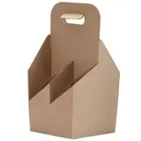 Porte-bouteilles carton kraft 4 bières Steinie 33 cl brun 15 + 15 x 32 cm, paquet de 30
