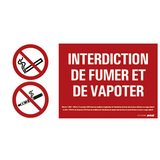Plaque Interdiction de fumer et de vapoter - Plaques PVC