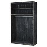 Armoire à vêtements bois noir charbonneux 120 x 45 x 200 cm