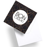 Bon cadeau graphique noir / or / blanc 12 x 12 cm - Paquet de 12