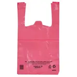 Sac bretelle plastique liassé réutilisable rose Boucherie PEBD 9,39L 26 x 6 x 45 cm - Lot de 500