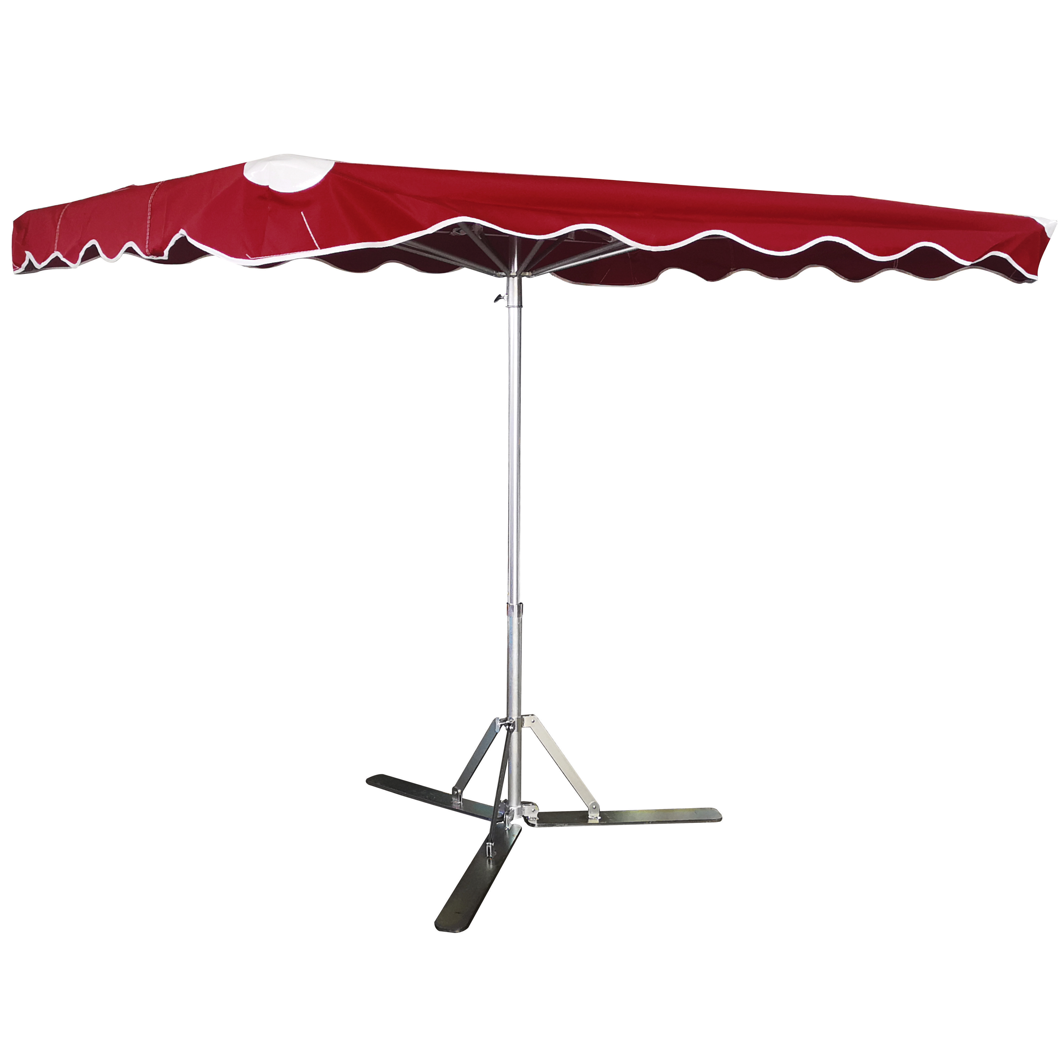 Parasol professionnel de marché - Parasol forain - Rouge bordeaux - 220 x 180 cm - armature alu, toile + housse