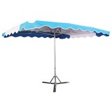 Parasol professionnel de marché télescopique - Parasol forain - Bleu clair / Blanc - 300 x 250 cm - armature alu, toile + housse