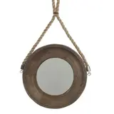 Miroir bois rustique ø 20 cm à suspendre - Miroir mural bois naturel