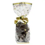 Sachet polypro Noël scintillant métallisé fond carton 10 x 22 cm 35µ - Sachet confiserie Noël - Sachet bonbons Noël - Lot de 100