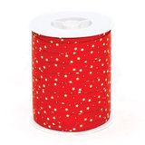 Bolduc rouge étoiles or 10 mm x 250 m polypropylène