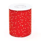 Bolduc rouge étoiles or 10 mm x 250 m polypropylène